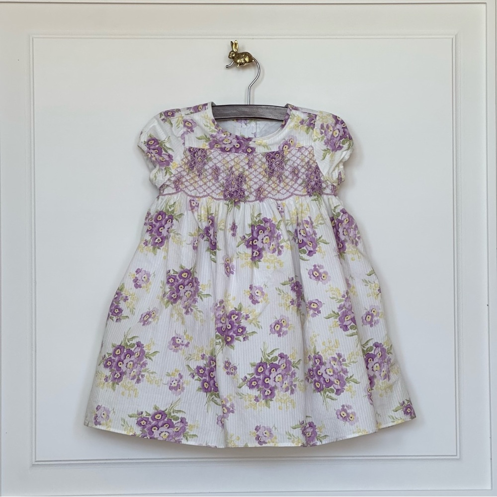 Janie and Jack | Hand-smocked Stripe Dobby Floral Dress